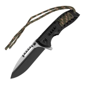 New EDC Tactical Camping Outdoor Industrial Grade Stainless Steel Serrated Edge Straight Blade Folding Knife Plastic OEM