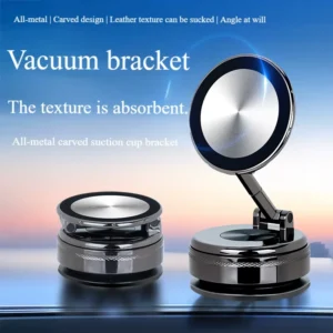 New Trending Foldable Vacuum Car Phone Holder Suction Cup Magnetic Attachment Durable Metal Adjustable Holder