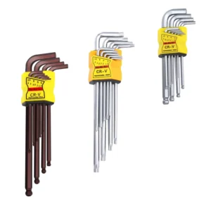 Nine piece Hex Key Tool Set with Ball end Wrenches Matte Antique Bronze Finish Chromium vanadium Steel Boxed