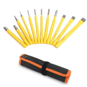 OEM Brand Factory Supply 12 Pieces Cold Chisel and Pin Punch Set CRV Punch and Chisels Tool Set With Canvas Bag