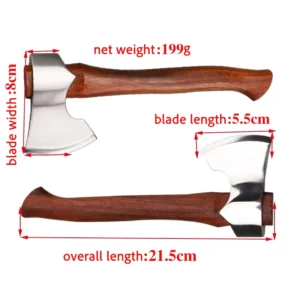 OEM Custom 7Cr13Mov Steel Camping Survival Axe with Wood Handle for Outdoor Chopping and Brand Projects
