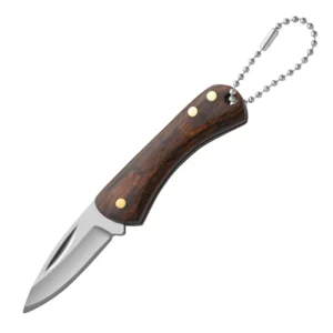 OEM Customizable Handmade DIY Multi Functional Folding Knife Stainless Steel Blade Wooden Key Chain Tool Outdoor Use