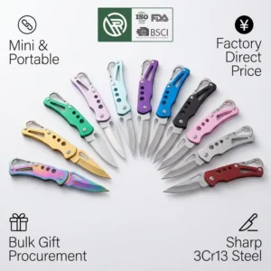 OEM ODM Customized Logo Folding Pocket Portable Mini Key Knife Outdoor Camping Small Tool Survival Self defense Knife
