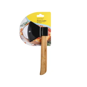 OEM Stainless Steel Axe Type Pizza Cutter with Single Wheel and Wooden Handle Eco Friendly Kitchen Accessories