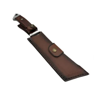 Outdoor Camping Knife Wooden Handle Leather Sheath Portable Craft with Durable D2 Steel Sharp Edge Fixed Blade