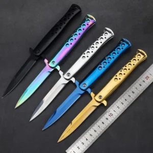 Outdoor Camping Pocket Flipper Folding Knife 440 Blade Aluminum Handle Camping Hunting EDC Tools
