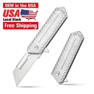 Outdoor Carbon Steel Hunting Knife Replaceable Blades Utility Knives 420j2 Handle Camping Folding Pocket Knife