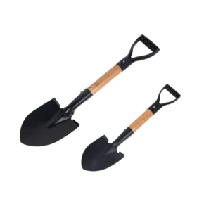 Outdoor Carbon Steel Wooden Straight Handle Mini Spade for Camping Multi Function Use in Flower and Vegetable Gardens