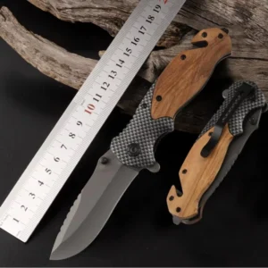 Outdoor Folding Knife Stainless Steel Camping Knife with Rosewood Resin Handle Multi Purpose Portable Simple Elegant Packaging