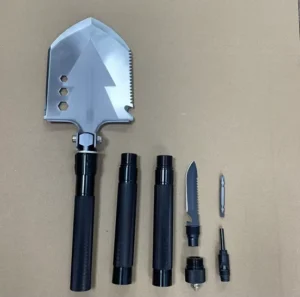 Outdoor Industrial Grade Multifunctional Folding Shovel with Metal Handle and D-Grip Tactical Spade Survival Camping Shovel