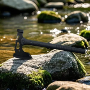 Outdoor Wilderness Survival Axe Black Anti slip Handle Integrated Body for Camping Survival Multi Functional Axe