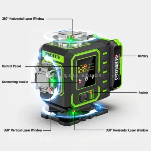 PINENG DIY Industrial Grade Green 16 Dot 4D Flooring Laser Level with Remote Control