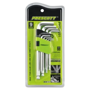PRESCOTT 9pcs Ball Point Hex Key Set L Type Allen Wrench Key Set Allen Key Ball Point Hex Wrench Set