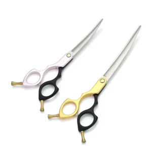 PSL 0001 Professional Super Light Aluminium Handle Pet Dog Cat Grooming Scissor Left Handed Shear Japan 440c Curved Customized
