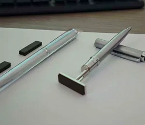 Personalized Metal Self Inking Stamp Pen for Business 1.0mm Writing Width Ballpoint Seal Pen with Rubber Stamp