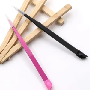 Pink Red Black Multi function Tweezers With Press Bar Nail Accessories Highly Precise Stickers Tweezers Silicone Nail Tool
