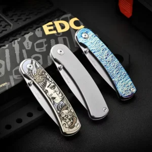 PioneerEDC DIY OEM Titanium EDC Knife M390 Blade Customizable Outdoor Lightweight Camping Folding Pocket Knife