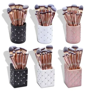 Plastic Handle Rhinestone Synthetic Hair Luxury Custom logo Private Label Makeup Brush Kit