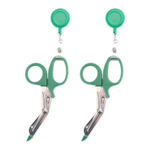 Plastic Point Stainless Safety Trauma Shears with Retractable Badge Reels Bandage Scissors