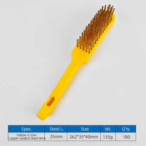Polished Stainless Steel 5 row Wire Brush Plastic Handle