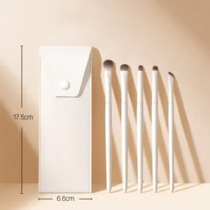 Portable 10pcs White Synthetic Hair Makeup Brush Set with PU Leather Pouch