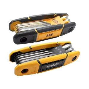 Portable 2 Pack Home Repair Hex Key Set 17pcs Folding Metric Standard SAE Chrome Finish CRV Material Allen Wrench Portable Home