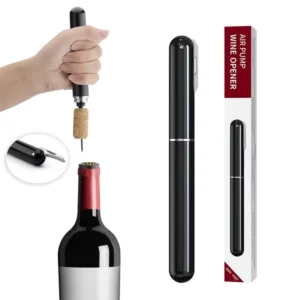 Portable 2 in 1 Handheld Wine Cork Opener Air Pressure Corkscrew Metal Construction with Foil Cutter