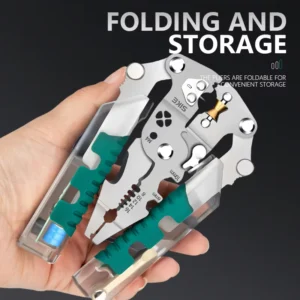 Portable Foldable Wire Stripper Pliers Multi Functional Electrician Hand Tool Heavy Duty Crimping Cutting Pliers for Home