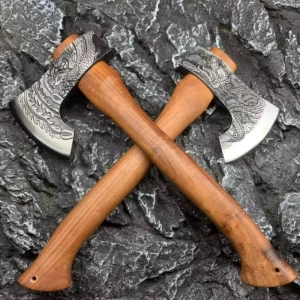 Portable Multi Functional Axe with Dragon Phoenix Patterns for Outdoor Garden Pruning Firewood Splitting Mountain Climbing