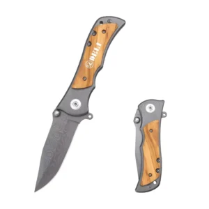 Portable Outdoor Multi Functional Folding Knife Steel Blade Olive Wood Handle for Tactical EDC Camping Hunting