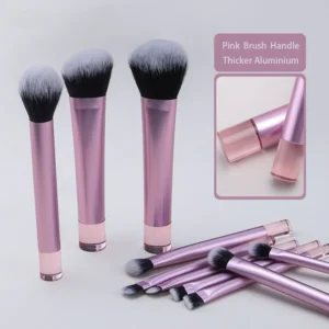 Portable Short Handle Angular Synthetic Fibre Makeup Brush for Travel Concealer and Eyeshadow Loose Powder Application