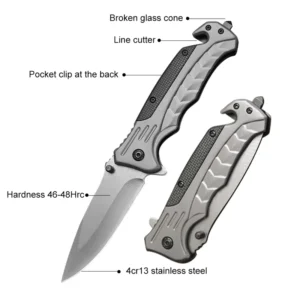Portable Tactical Survival Pocket Knife Stainless Steel Folding Blade Stainless Steel Handle for Camping OEM Customization