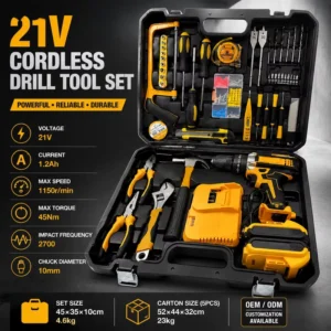 Powerful Cordless Electric Impact Drill Screwdriver Keyless Chuck Hand Tool Set Lithium Ion Battery Variable Speed for DIY CE