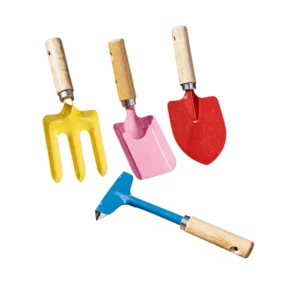 Pozan Gardening Tools Potted Flower Pot Small Flower Spade Balcony Vegetable Planting Shovel Candy Wood Handle Four Piece Set