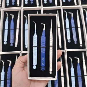 Precision Beauty Tweezer for Lash Extensions Individual and Volume Rounded Eyelash Tweezers