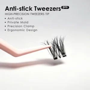 Precision Stainless Steel Non Stick Lash Tweezers Glue Resistant Coating Eyelash Applicator for Self Adhesive Clusters Press on
