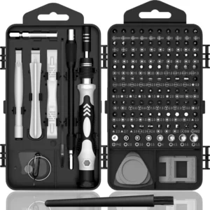 Precision Steel Chrome Screwdriver Set 117 in 1 DIY Plastic Handle Magnetic Tip Tool Kit for Phones Computers Tablets Watches