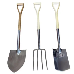 Premium British Style Stainless Steel Garden Fork Shovel Spade with Long Beech Wood Handle for Gardening Farming Work