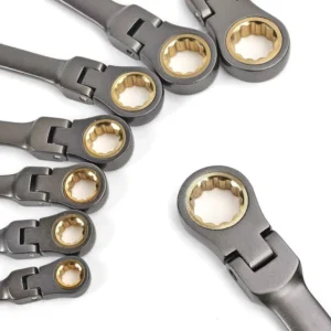 Premium Quality Metric Swivel Head Ratchet Wrench Cr-V Constructed With Black Nickel Plating