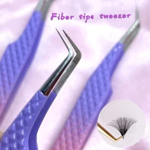 Print Logo Fiber Tip Eyelash Tweezers 45 75 90 Degree Nano Grip Tweezers Custom Private Label Lash Extension Tweezers