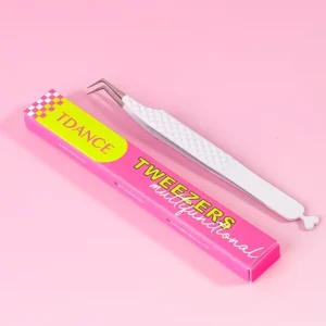Private Label Custom Logo Pointed Fiber Tip Stainless Steel Lash Tweezers for Volume Lash Extension Customizable