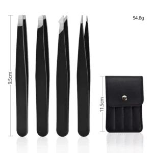 Private Label Great Precision for Eyebrow Hair Removal and Eye Lash Extension 4 Pcs Stainless Steel Tweezer Set
