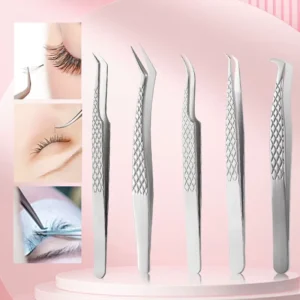 Private Label Thin Straight Volume Lash Tweezers Strong Hold Fiber Tip Custom Lash Extension Tweezers