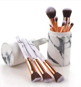Professional 10 Pcs Women Makeup Set Face Eye Lip Soft Portable Marble Makeup Brush Set