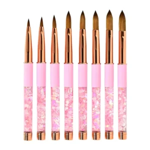 Professional 100% Kolinsky Hair Nail Art Brush Set with Metal Handle in Customized Colors and Various Sizes