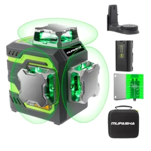 Professional 12 Lines Rotary Laser Level 3X360° Self-Leveling Green Cross Industrial Grade with Removable Li-on Battery-Powered
