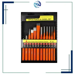 Professional 12 Piece Punch Chisel Kit Hex Shaft Industrial 12 Piece Punch Kit for HVAC Ductwork Sheet Metal