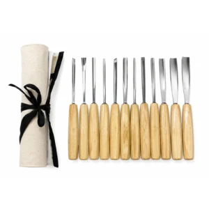 Professional 12Pcs Woodworking Chisel Kit Wood Carving Gouge Tools with Sharp Blades