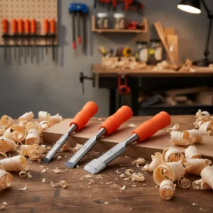 Professional 3-Piece CR-V Woodworking Steel Chisel Tools Set Plastic Handle Wood Flat Chisels for Carving