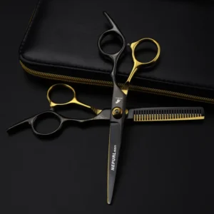 Professional 6-Inch Gold Hair Scissors Sharp Thinning Cutting Steel Handle Shears for Hairdressers